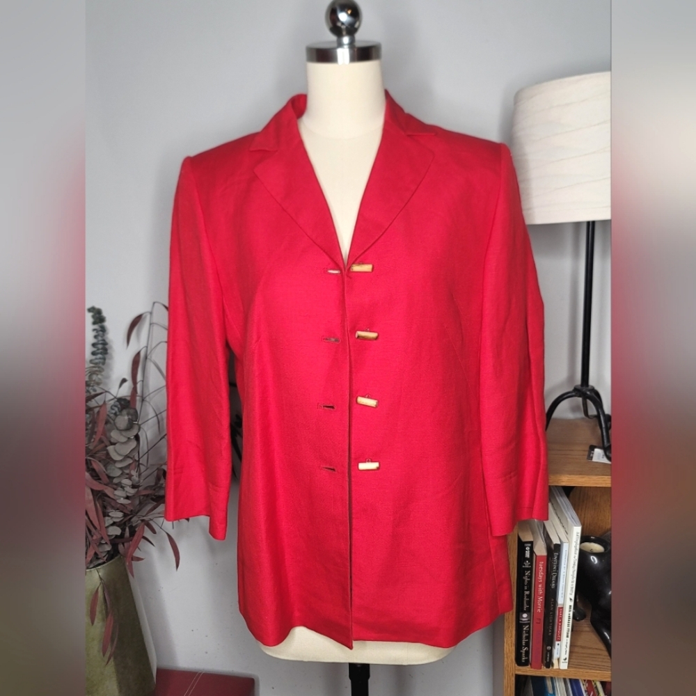 Kasper Linen Blend Blazer Red Size 4
